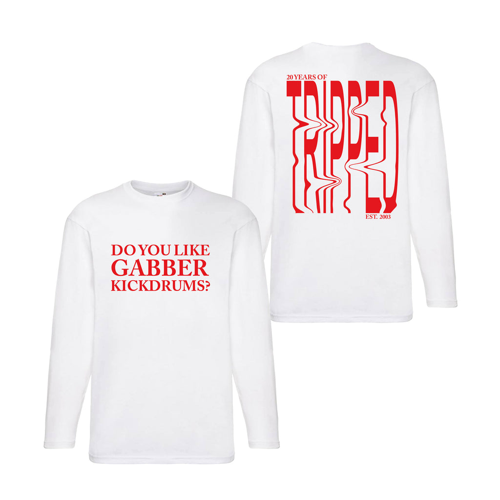 20 YRS Tripped White Long Sleeve